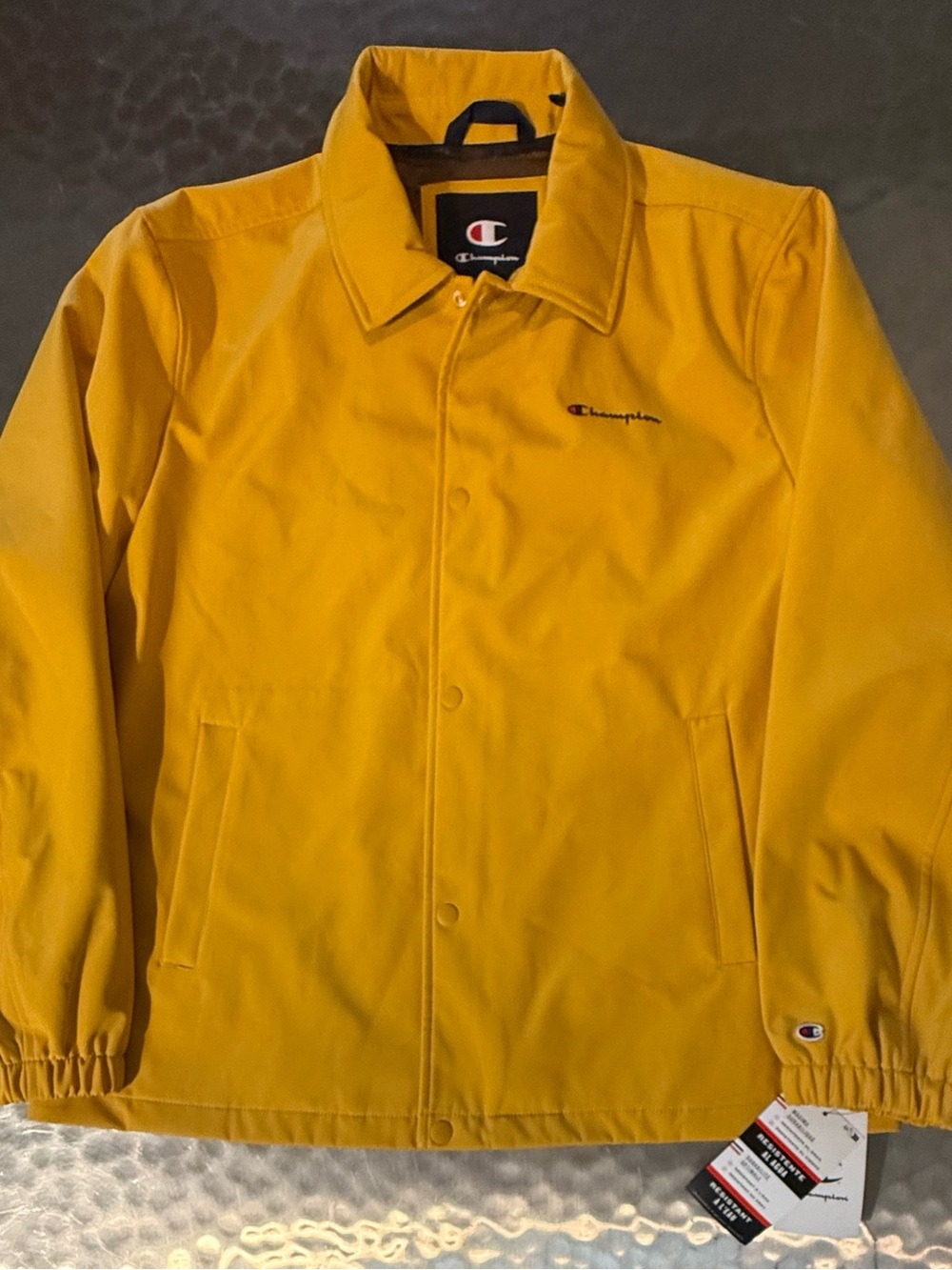 NWT Champion Men's Yellow Coach Jacket Size LARGE
